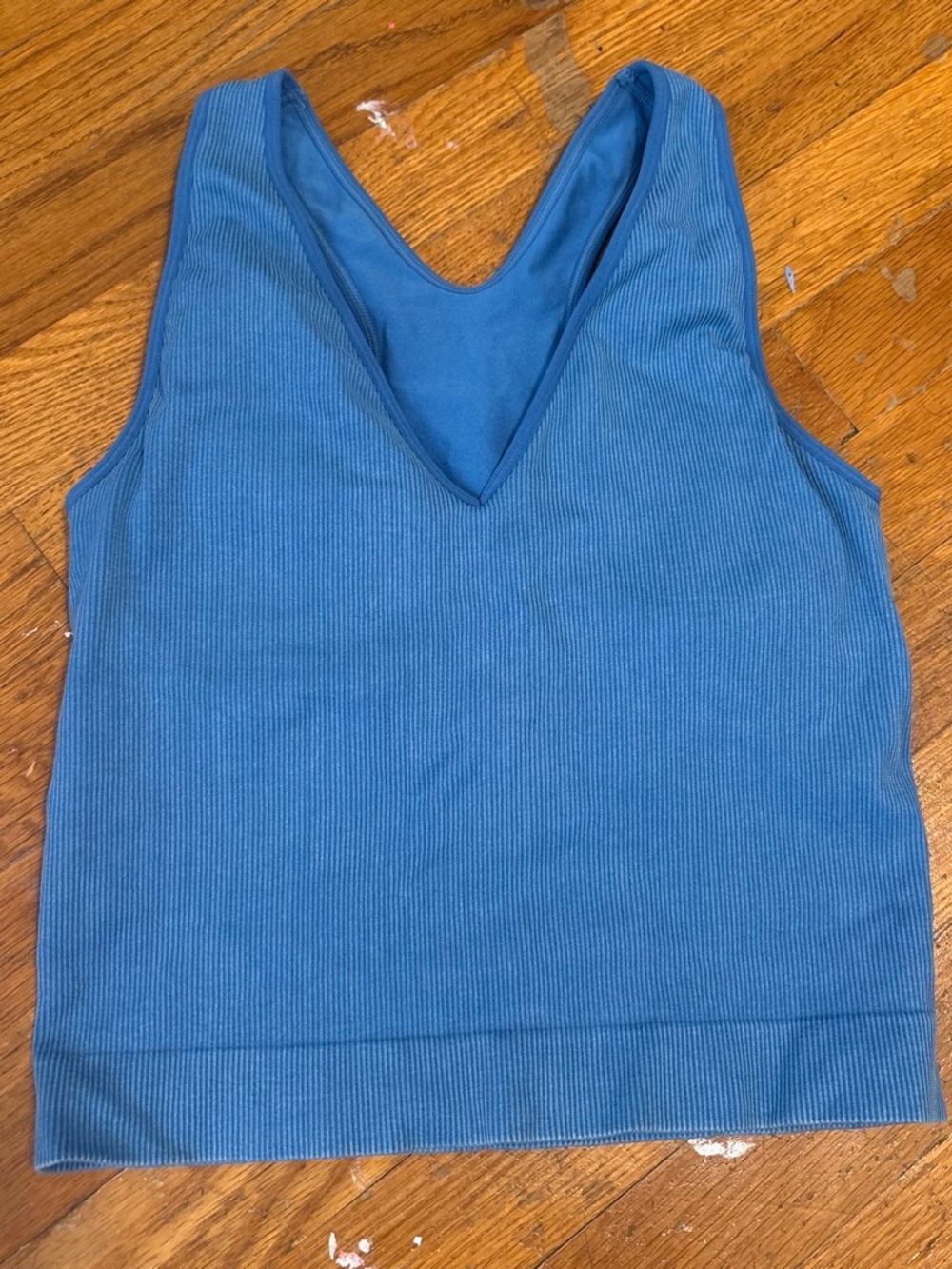 JoyLab Blue Ribbed V-Neck Tank Top